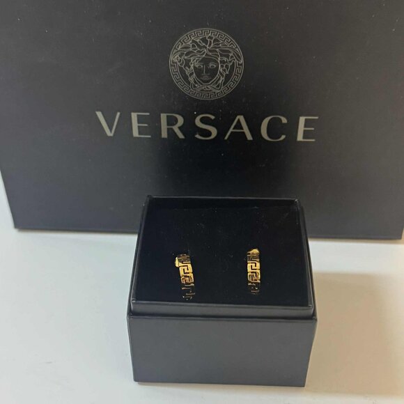 Versace Greca Hoop Earrings (Pre-owned) DG28199 - Picture 1 of 7